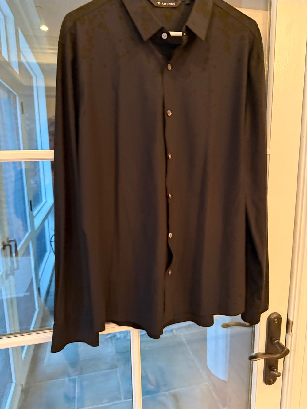 7 Diamonds Men's Black Long-Sleeve Dress Shirt